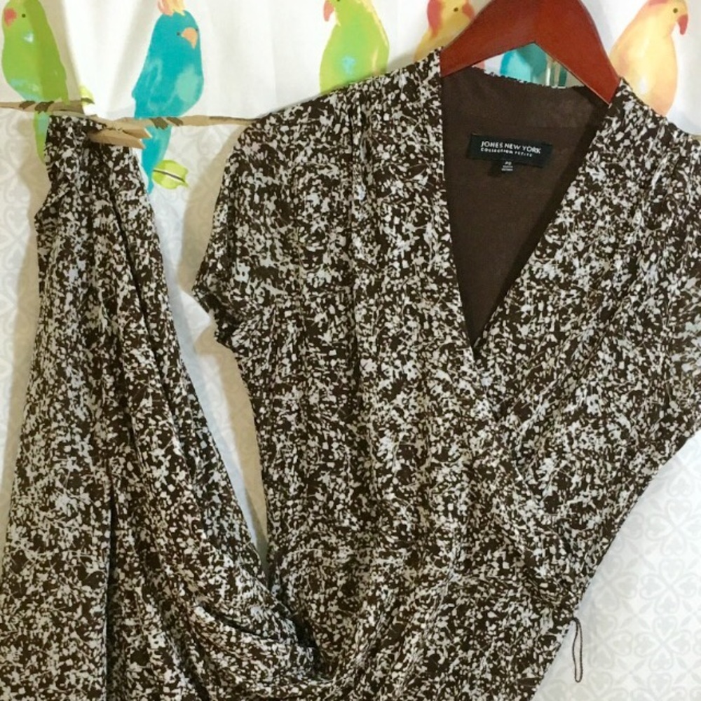 Jones NY Wrap Top Floral Shirt Dress PS